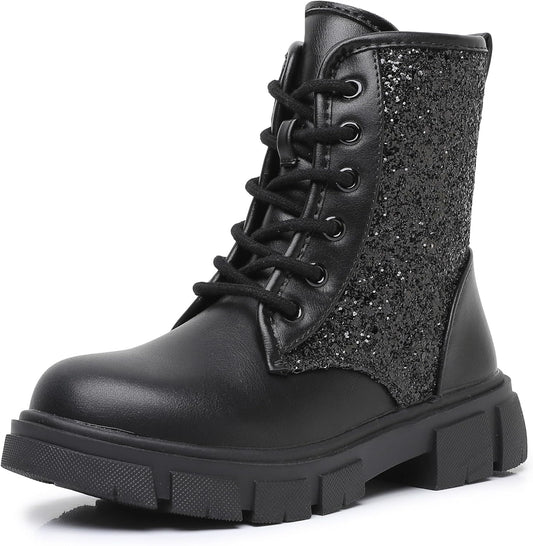 Apakowa Girls Combat Boots Fashion Ankle Booties with Zipper