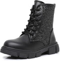 Girls Combat Boots Fashion Ankle Booties Side Zipper - Sparkle Fit