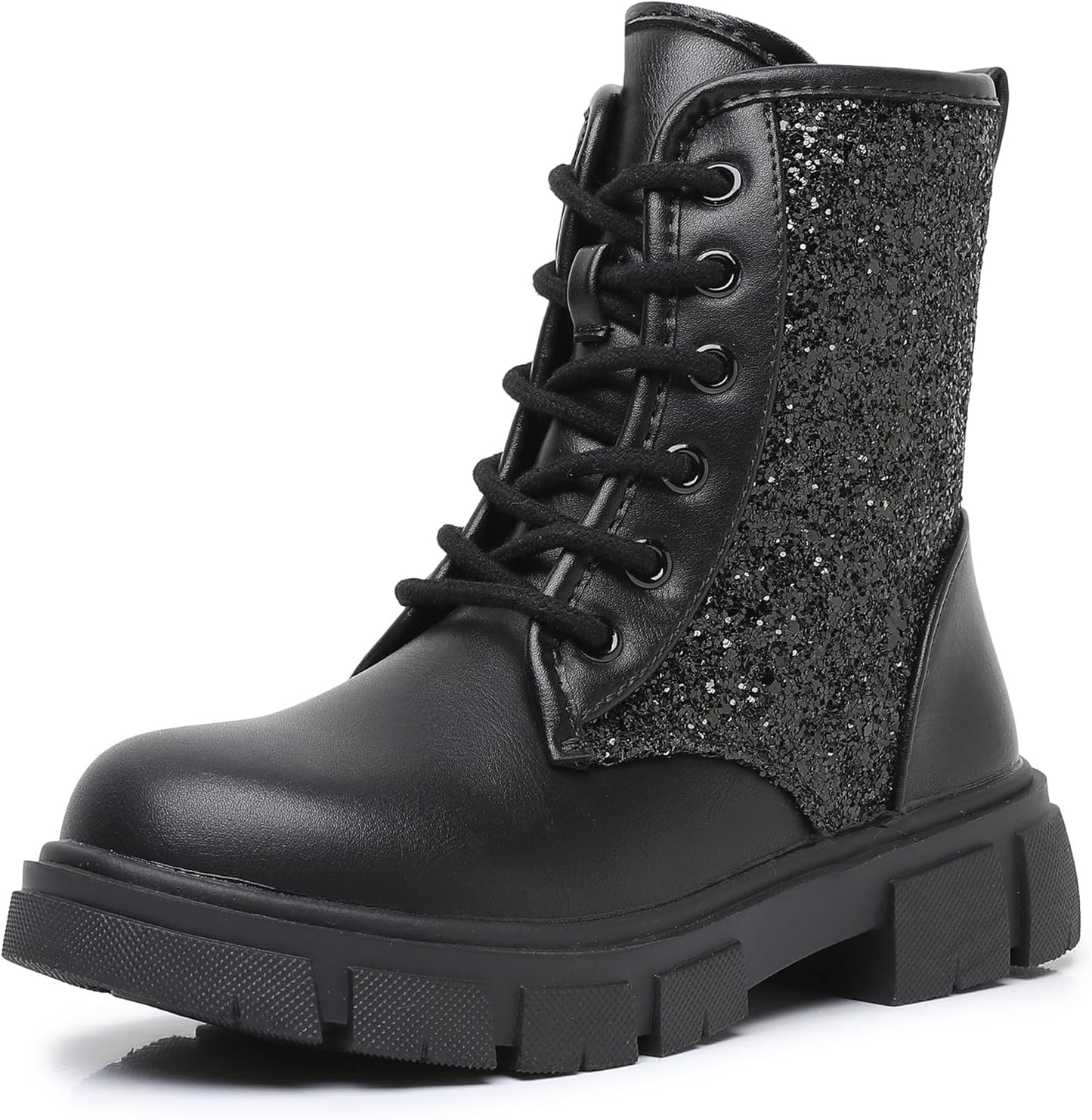 Apakowa Girls Combat Boots with Side Zipper for Stylish Kids