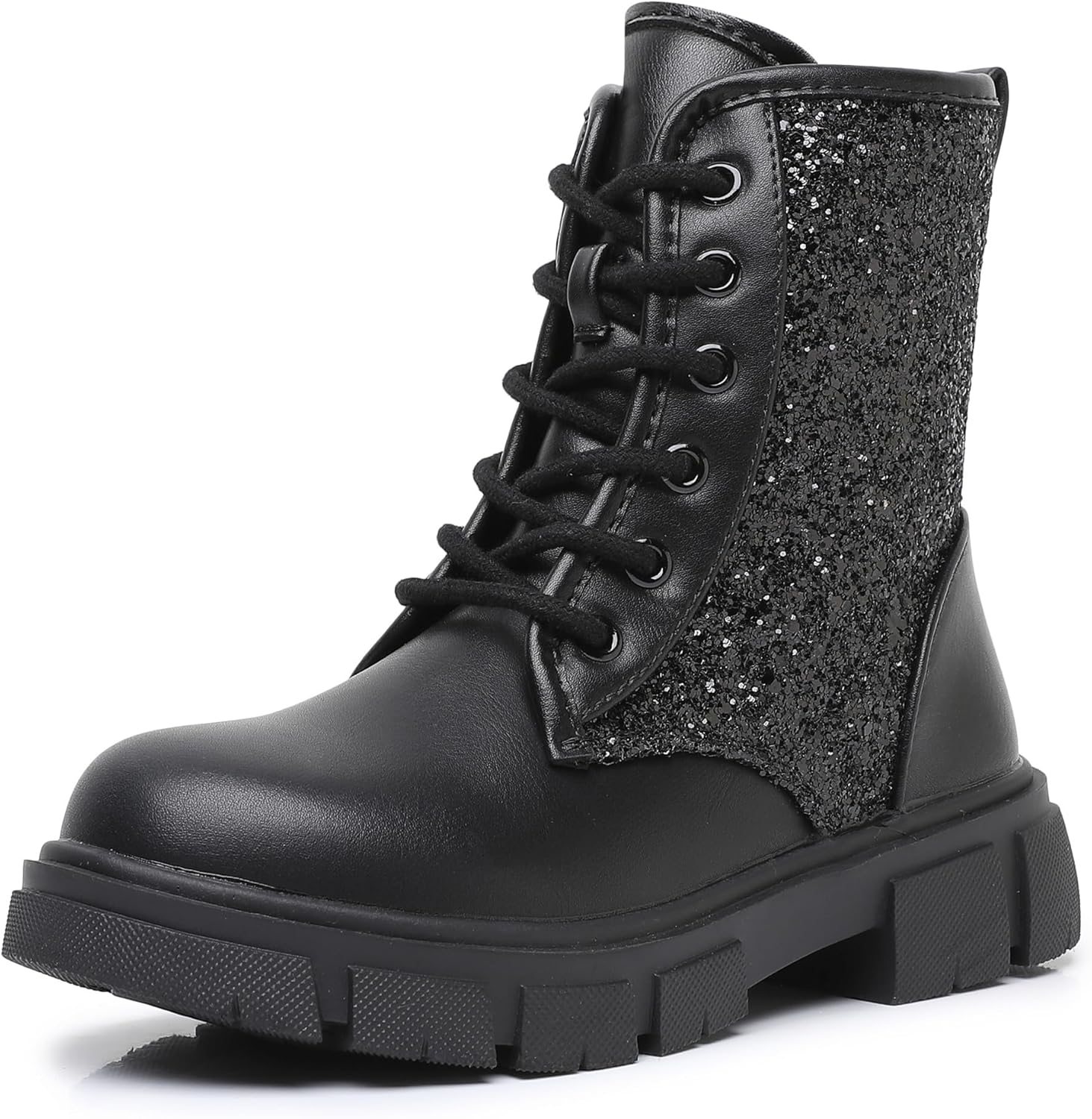 Apakowa Girls Combat Boots with Side Zipper for Stylish Kids