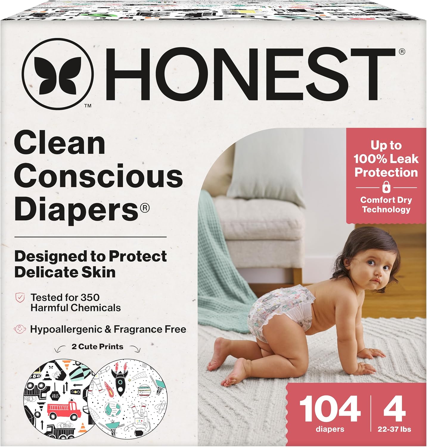 Clean Conscious Diapers for Delicate Skin - Hypoallergenic & Leakproof