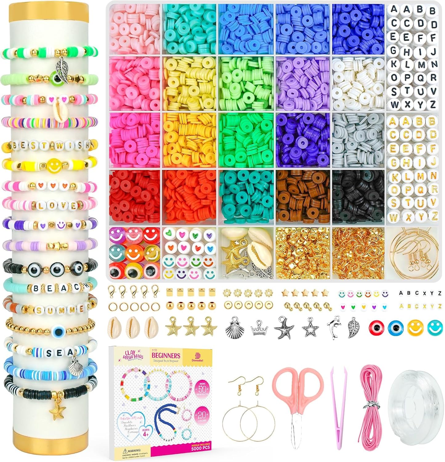 Dowsabel Clay Beads Kit - Craft Jewelry for Kids