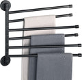 Alise Swivel Towel Rack 6-Arms Matte Black - Space Saving Towel Holder