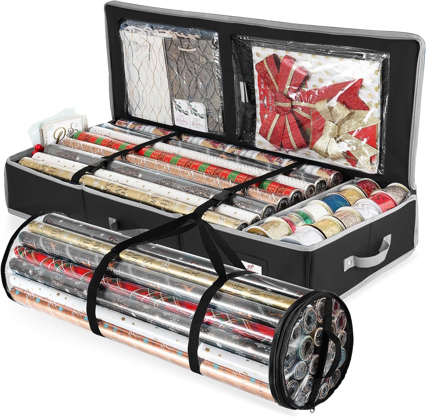 Hearth & Harbor Wrapping Paper Storage Container for Christmas