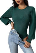 Zeagoo Women Long Puff Sleeve Sweater Slim Fit Pullover Tops