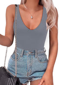SAUNGKUAI Womens Plunge Deep V Neck Bodysuit - Flattering Summer