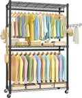 SONGMICS Heavy-Duty Rolling Clothes Rack - Sturdy Portable Closet