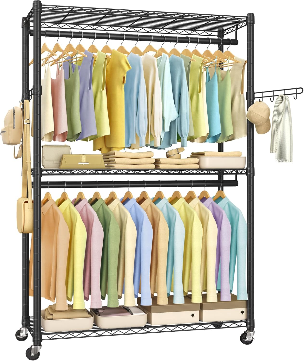 SONGMICS Heavy-Duty Rolling Clothes Rack for Easy Storage