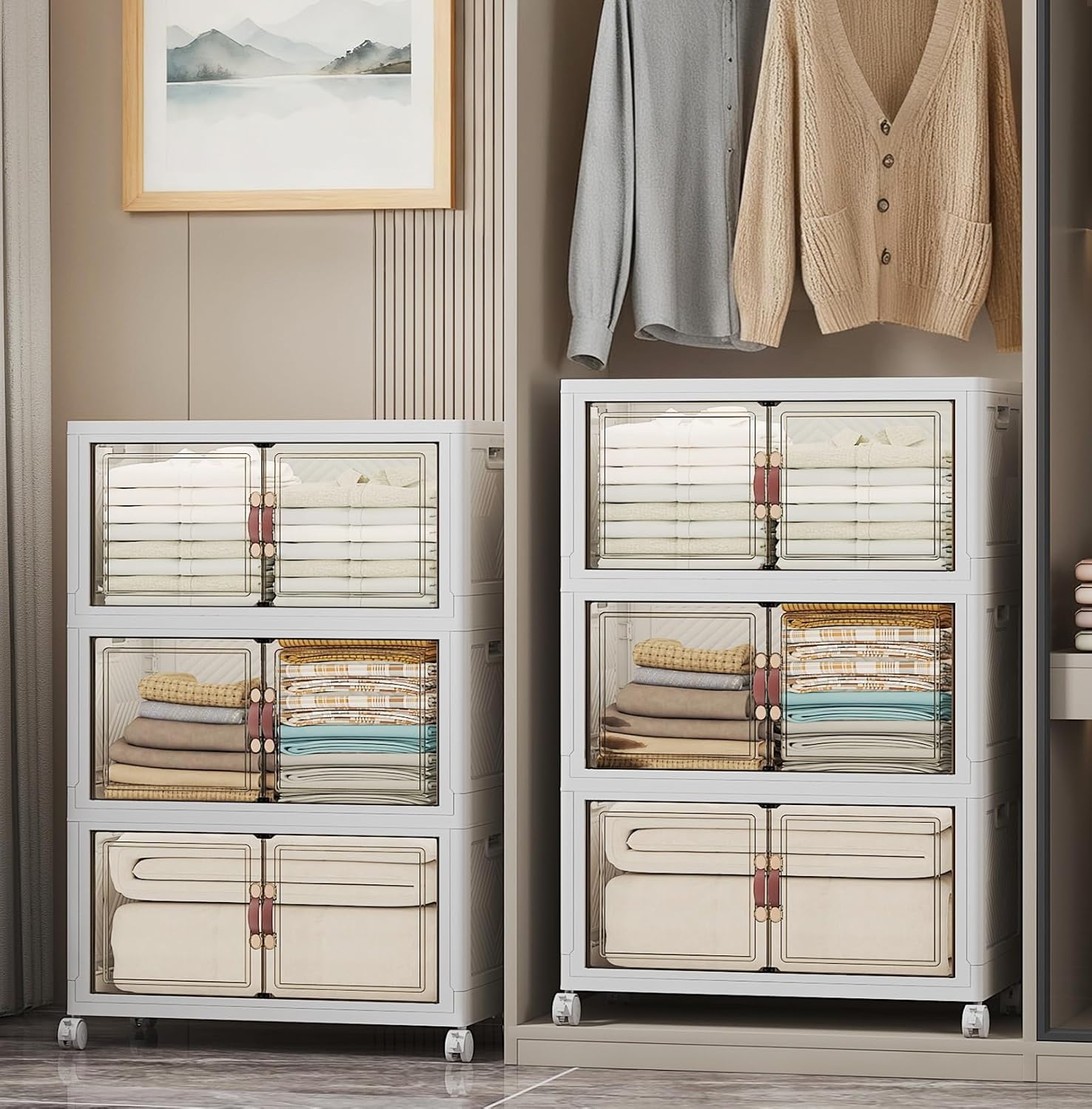 Extra Large Stackable Storage Bins with Lids & Wheels for Home