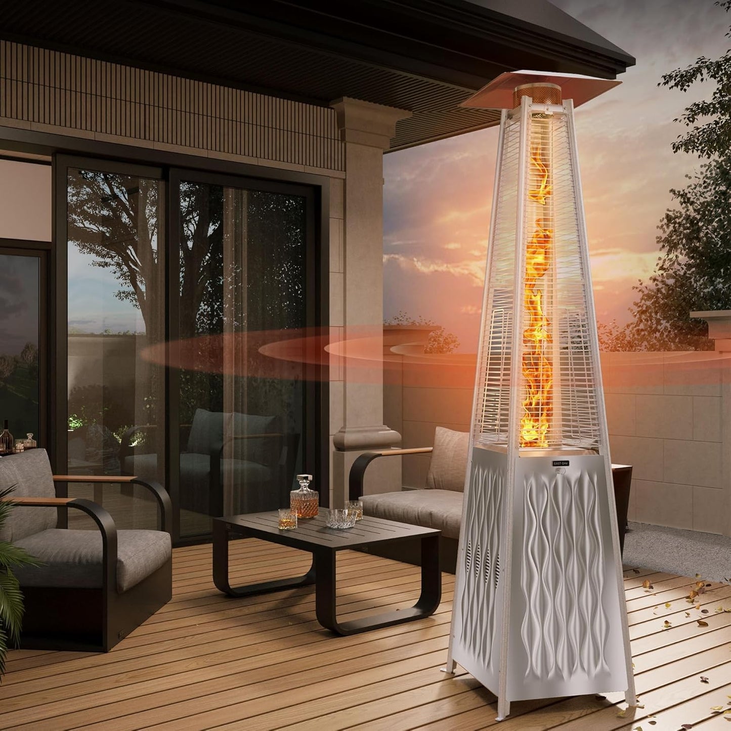 48,000 BTU Stainless Steel Pyramid Patio Heater