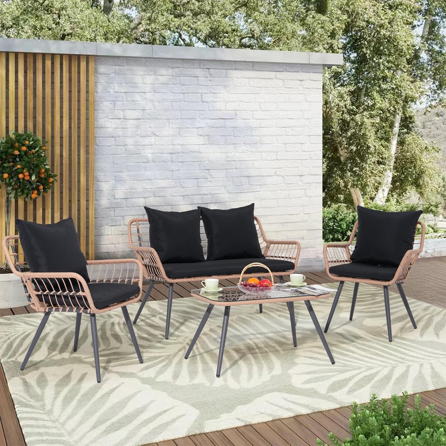 Verano Garden 4 Pieces Patio Furniture Set for Outdoor Relaxation
