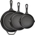 Cast Iron Skillet 3-Piece Set 6ft 8ft 10ft - Heavy-Duty Pre-Seasoned