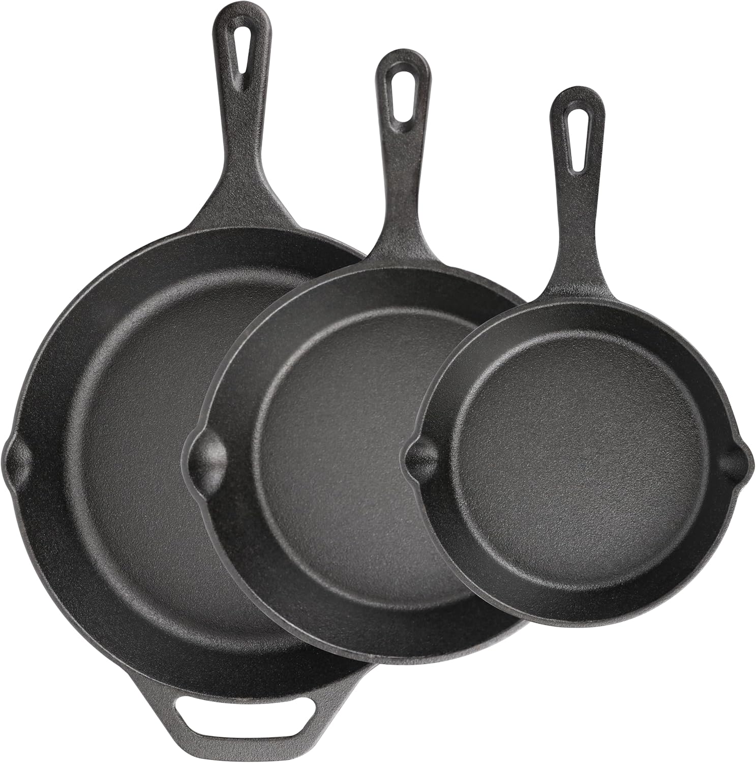 Cast Iron Skillet 3-Piece Set for Versatile Cooking Needs