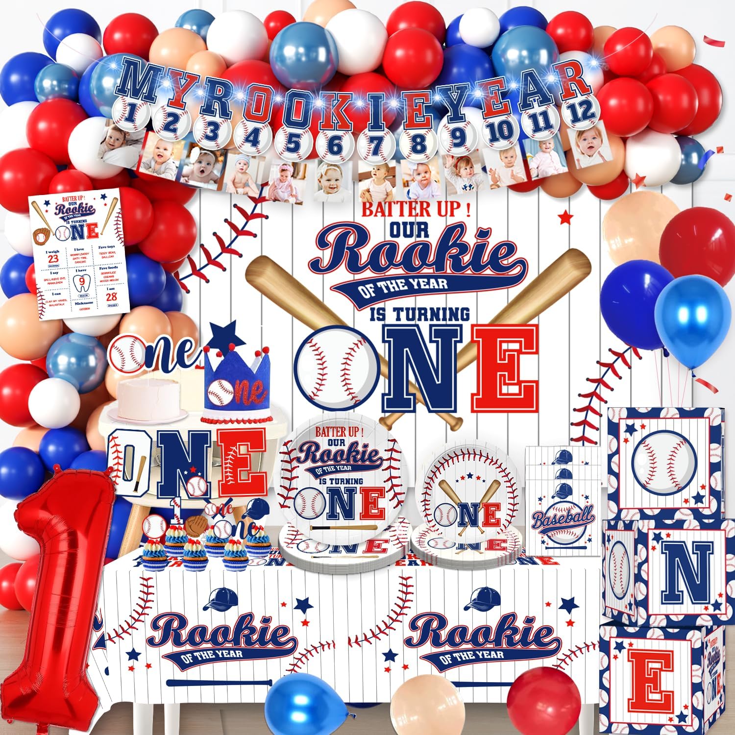 Rookie of the Year First Birthday Decorations for Boys Party