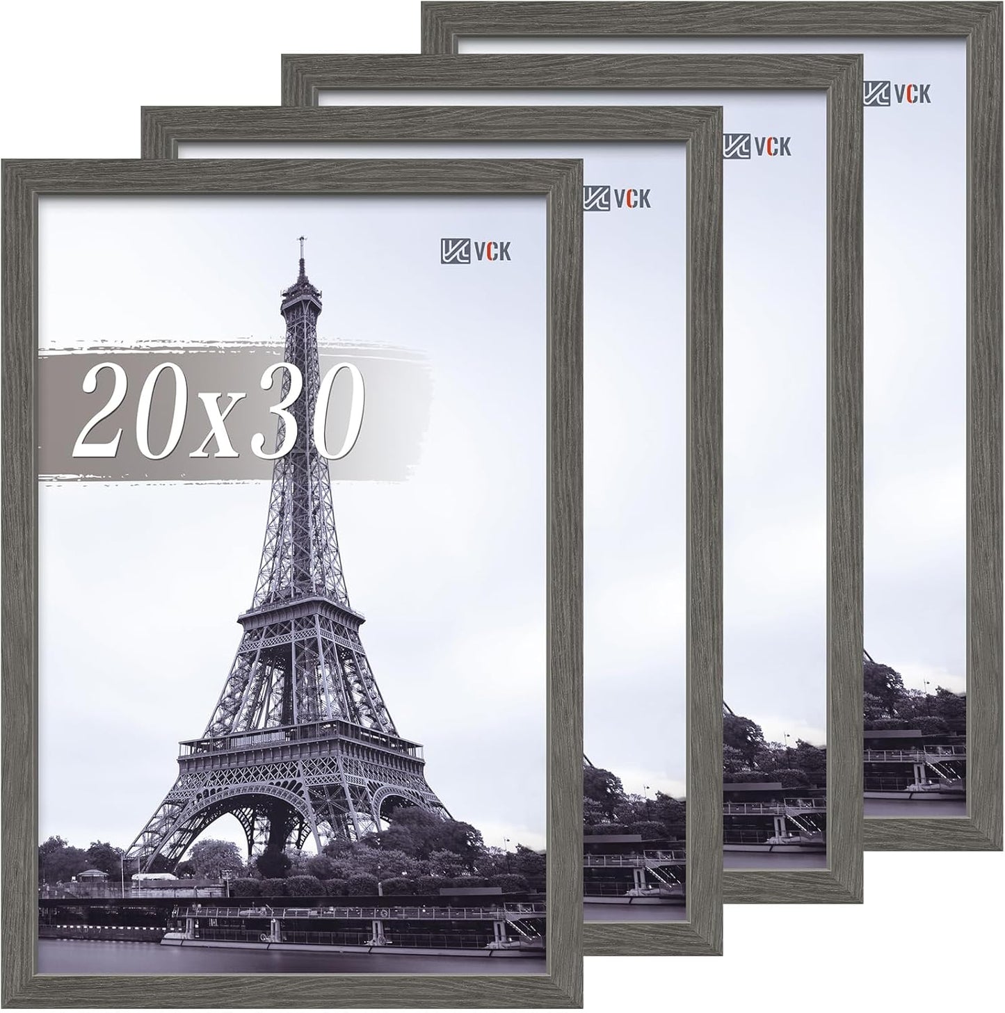 VCK 20x30 Poster Frame Set of 4 - Grey Wood Gallery Frames