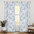 Floral Linen Semi Sheer Curtains 84 in 2 Panels - Light Filtering