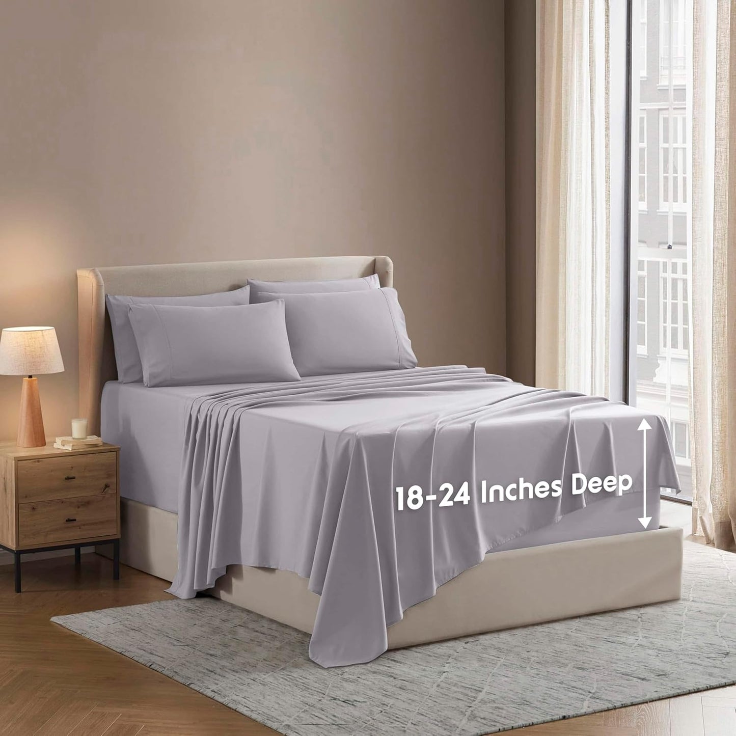 Extra Deep Queen Sheet Set - Breathable & Cooling Luxury Bedding