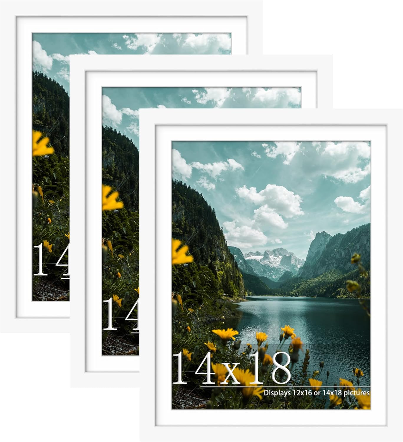 Flexible 14x18 Picture Frame 3 Pack for Wall Mounting