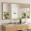 72 x 36 Gold Bathroom Mirror Brushed Gold Beveled Frame - Elegant