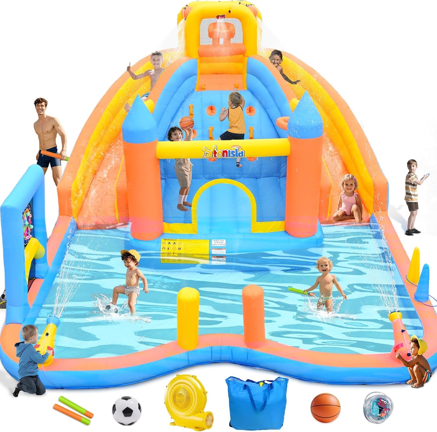 Large Inflatable Water Double Slides Park for Backyard Fun