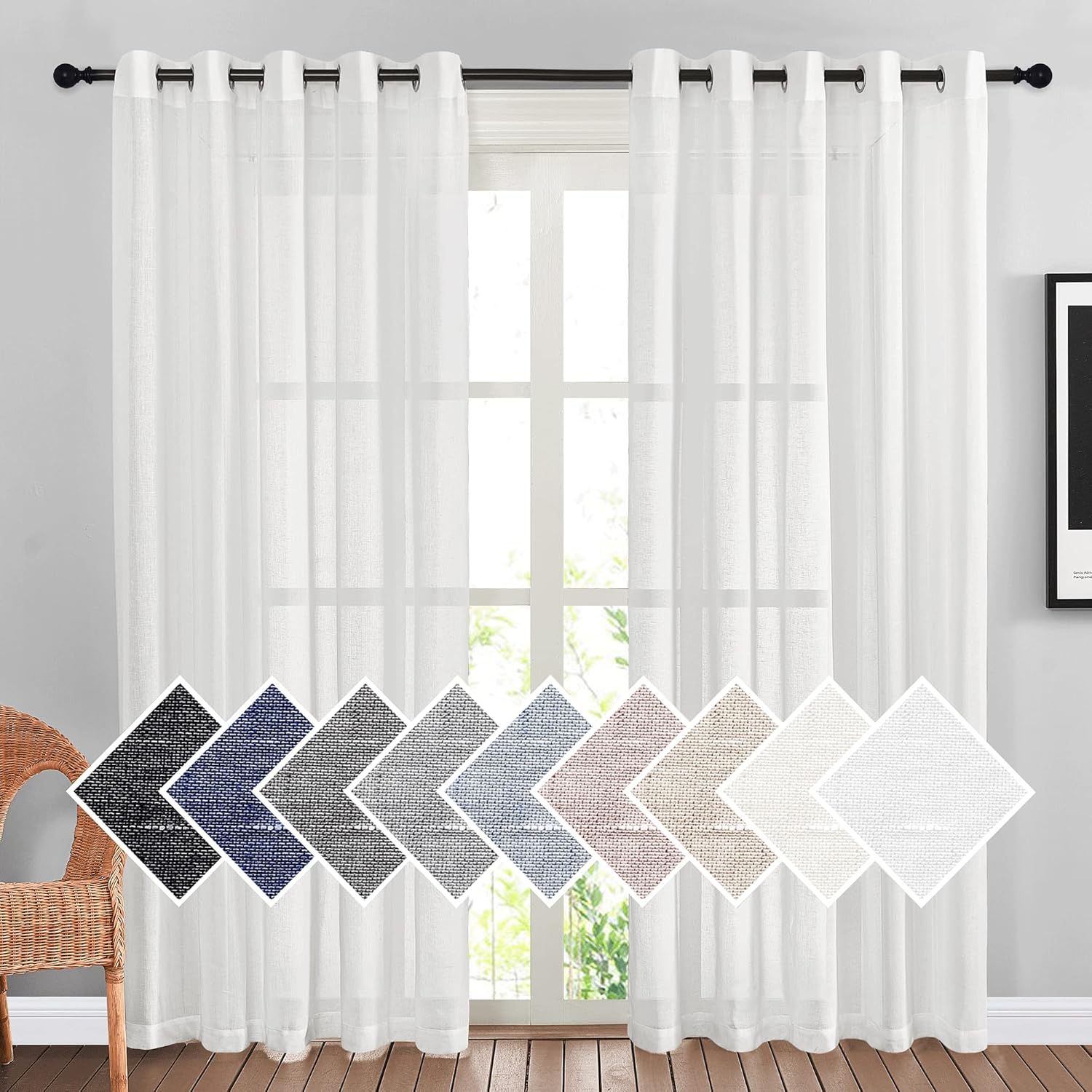 NICETOWN White Sheer Linen Curtains for Elegant Living Spaces