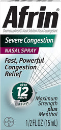Afrin Nasal Spray Severe Congestion 15 mL (Pack of 4) - 12 Hour Relief