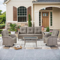 HUMMUH Wicker Patio Furniture Set with Swivel Rocker Chairs