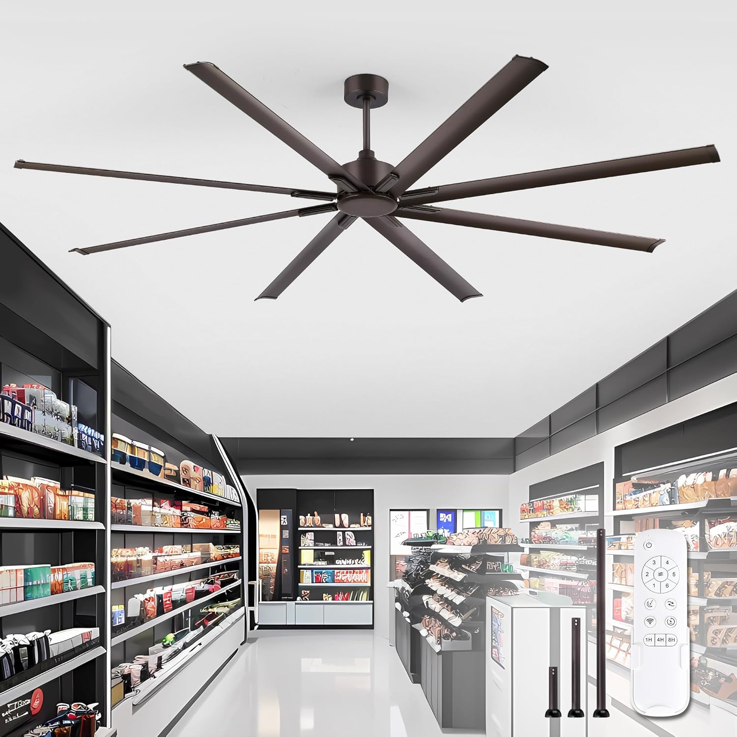 ZMISHIBO 96 Inch Industrial Ceiling Fan with Remote Control