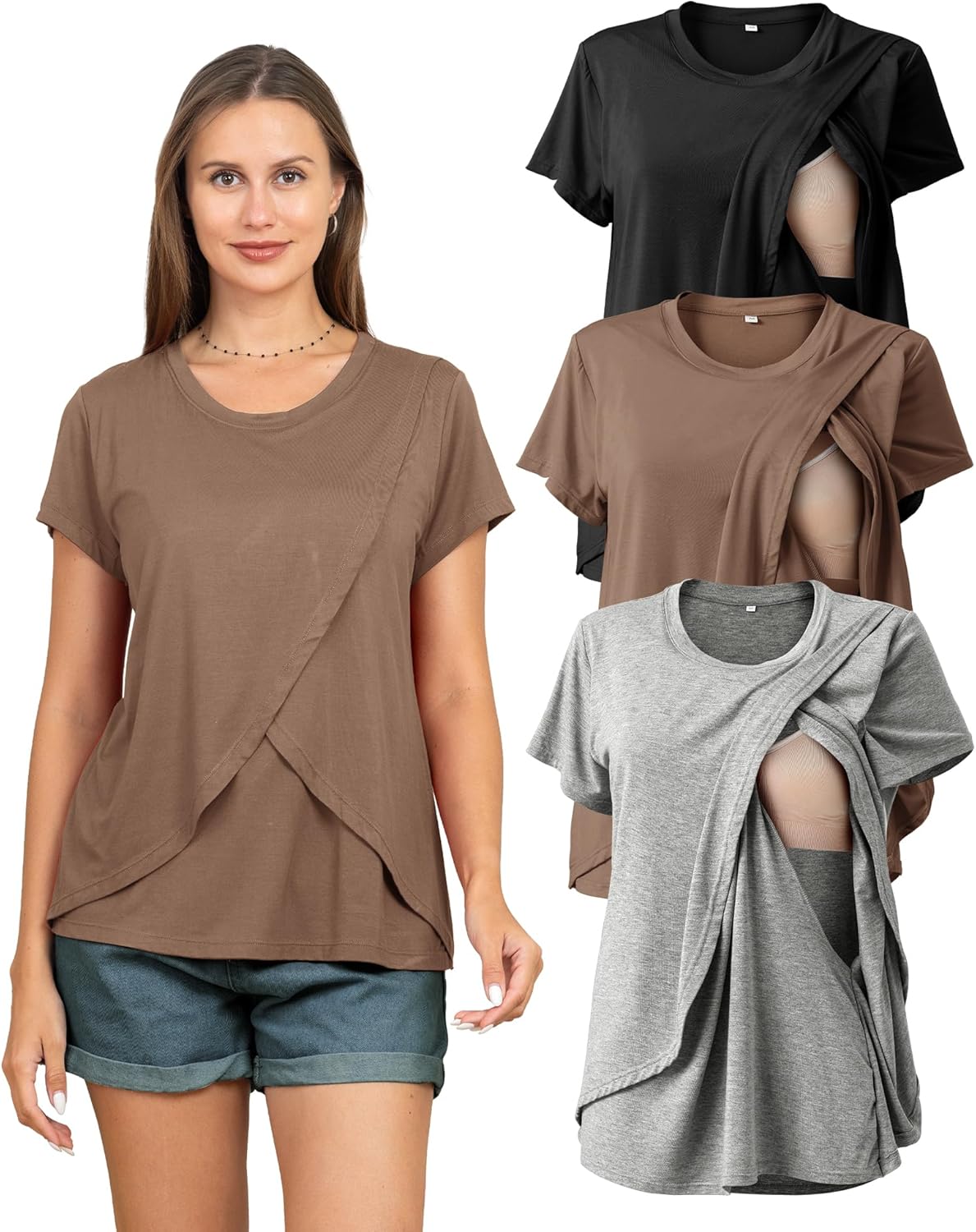 Rnxrbb Women's Nursing Tops for Breastfeeding Summer Comfort