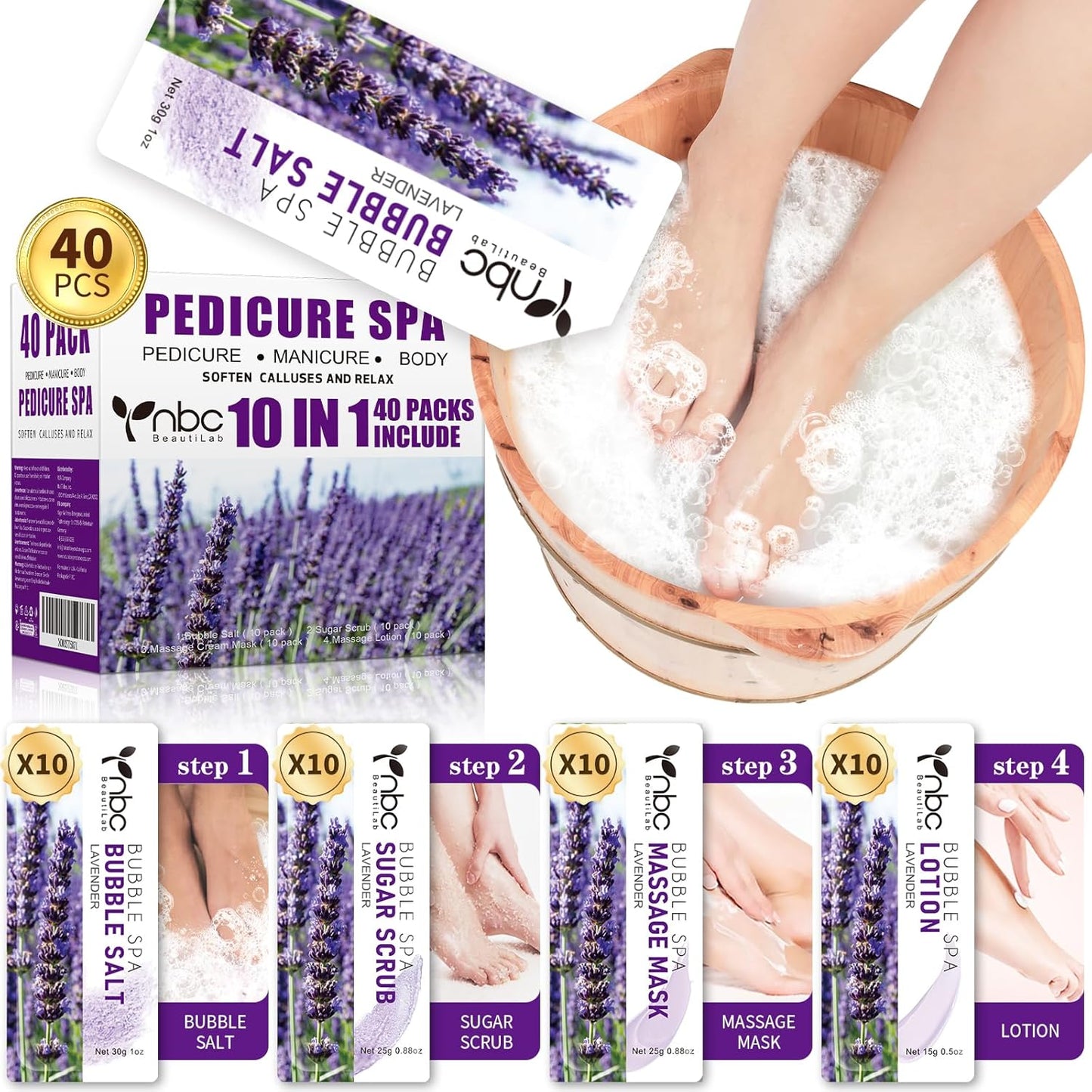 40 PCS Foot Soak Set for Relaxing At Home Pedicure Experience