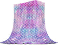 Fish Scale Throw Blanket Ombre Mermaid Soft Flannel Throw - Cozy