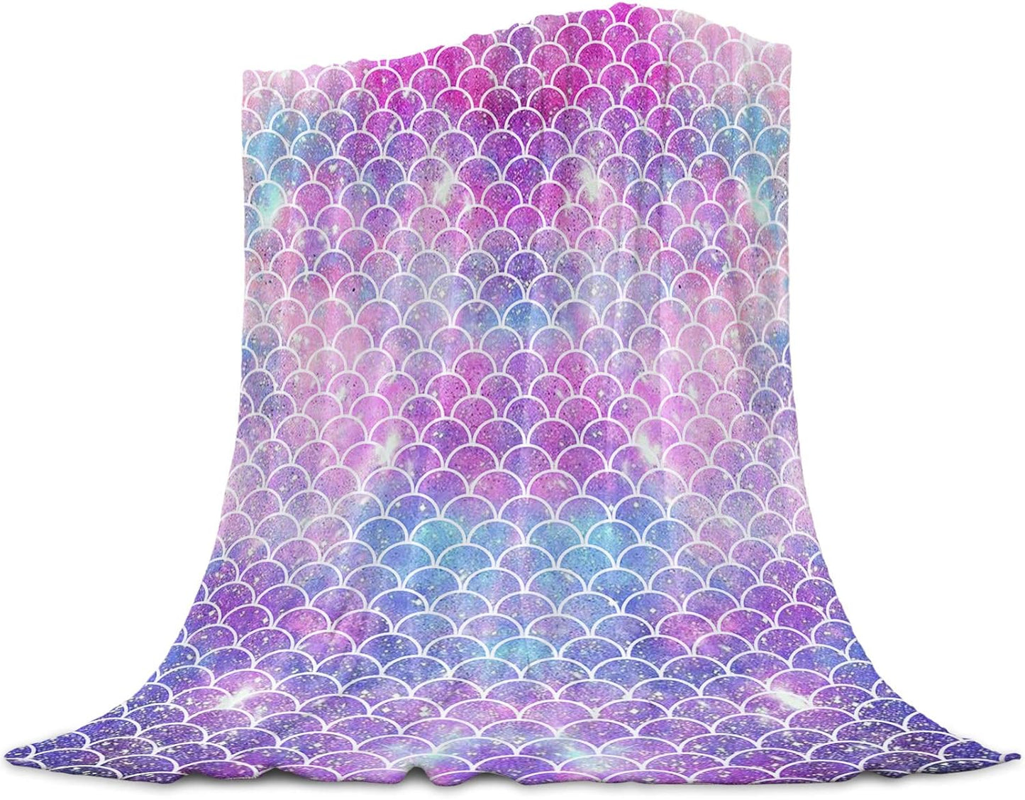 Mermaid Fish Scale Throw Blanket 50x60 - Soft Flannel Fleece