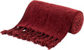 Burgundy Chenille Throw Blanket 50x60 - Soft Decorative Knit Throw