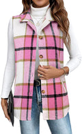 Zeagoo Women's Plaid Flannel Vest - Casual Sleeveless Jacket