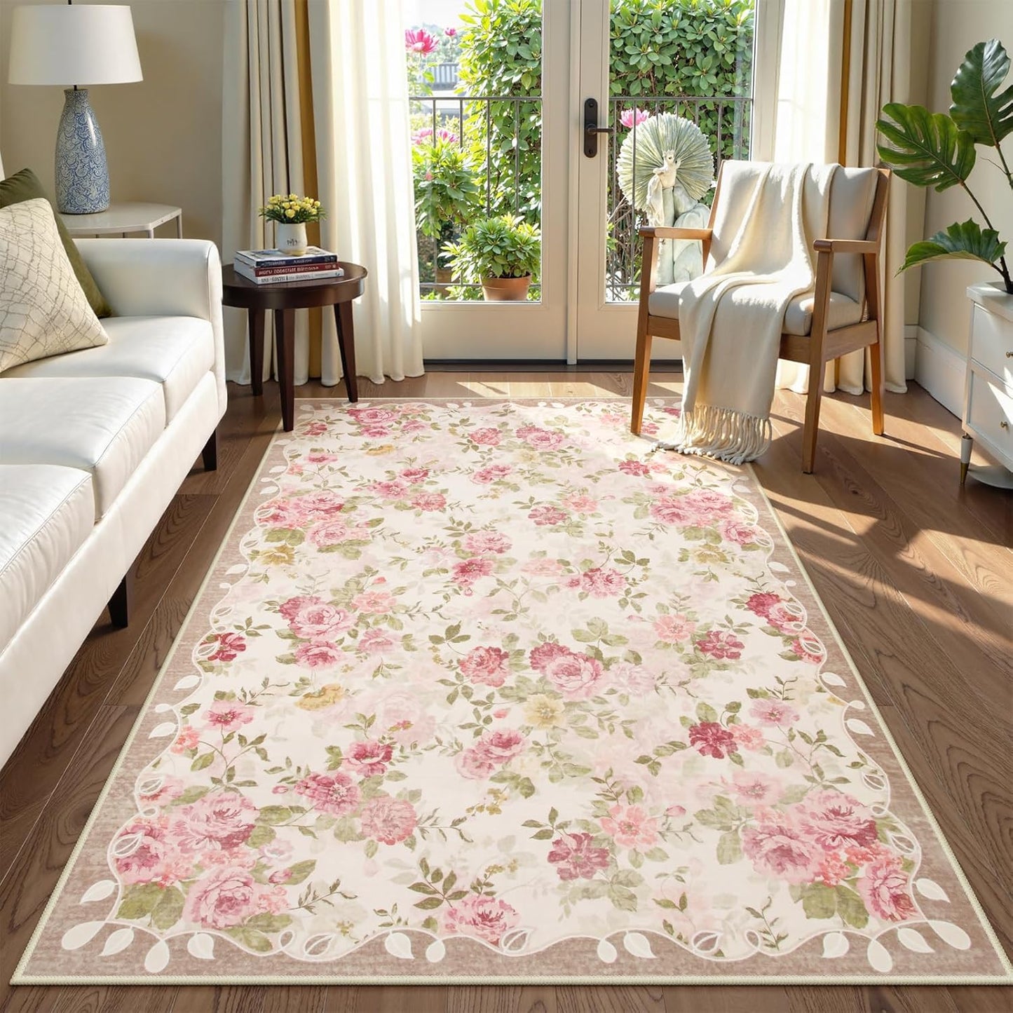 Lahome Floral Washable 3x5 Rug for Bedroom and Playroom