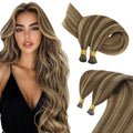 I Tip Hair Extensions 20in Dark Brown Highlight Caramel Blonde