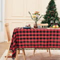 Buffalo Plaid Rectangular Tablecloth 55x102 in Red and Black
