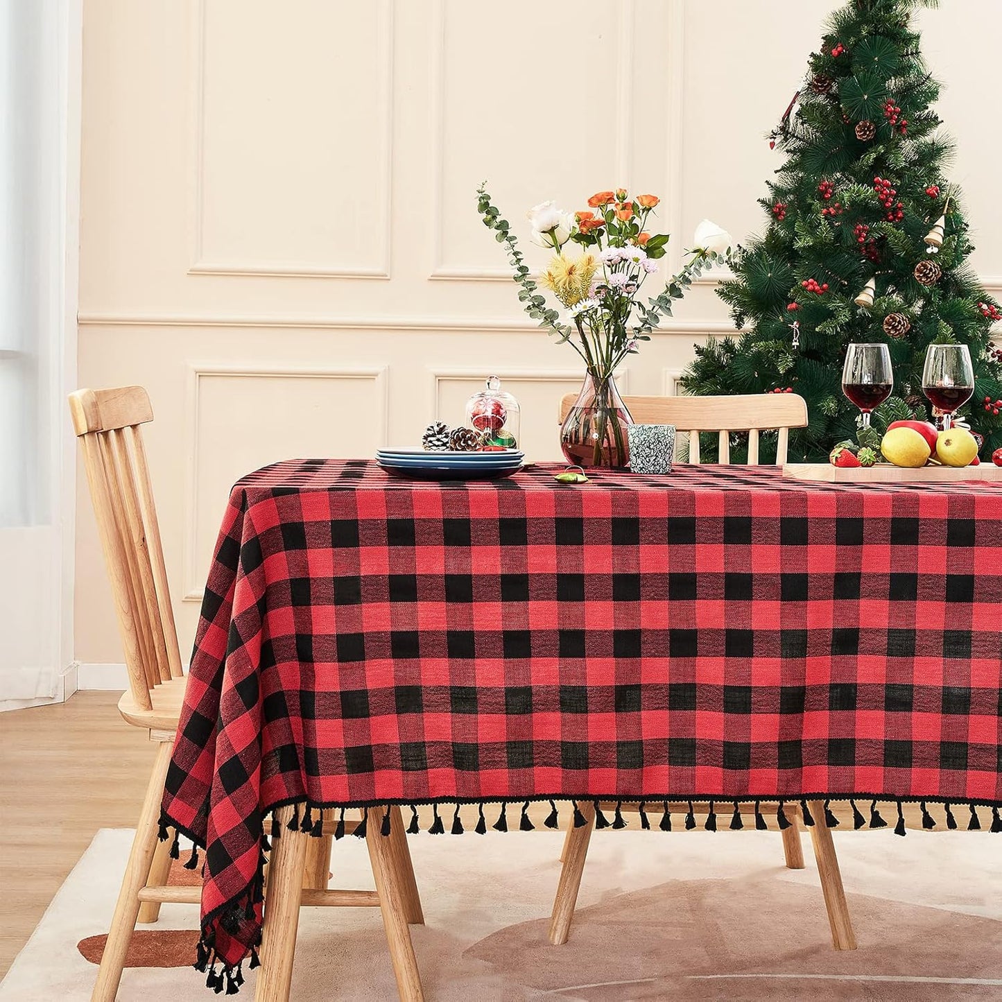 Buffalo Plaid Rectangular Tablecloth for Farmhouse Decor