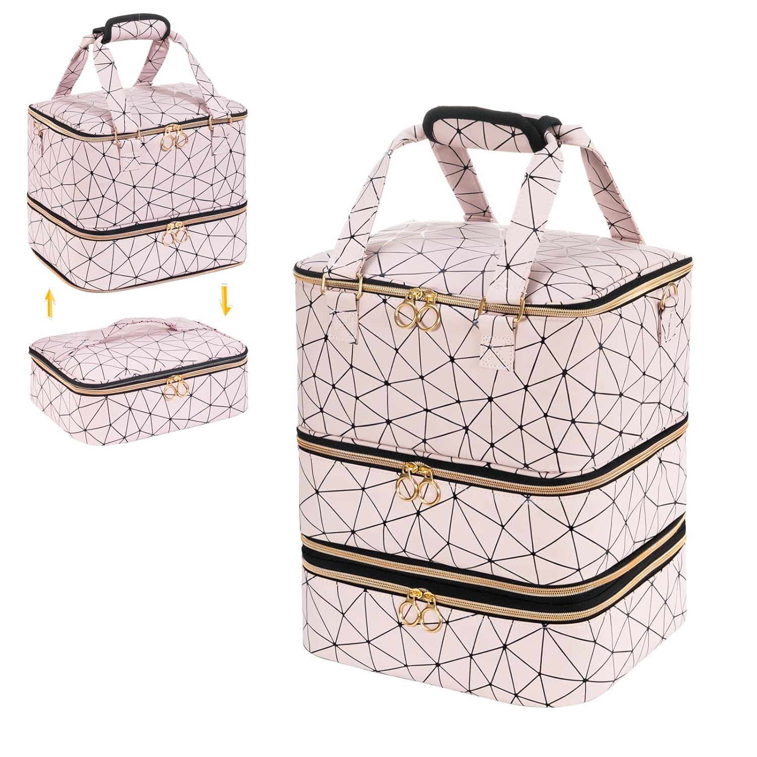 Uross Nail Polish Organizer Bag for 84 Bottles & Nail Lamp