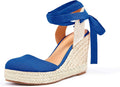 Espadrille Wedge Sandals Closed Toe Lace Up Platform Ankle Wrap