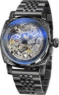 Square Retro Mechanical Watch for Men - Carved Skeleton Self-Wind
