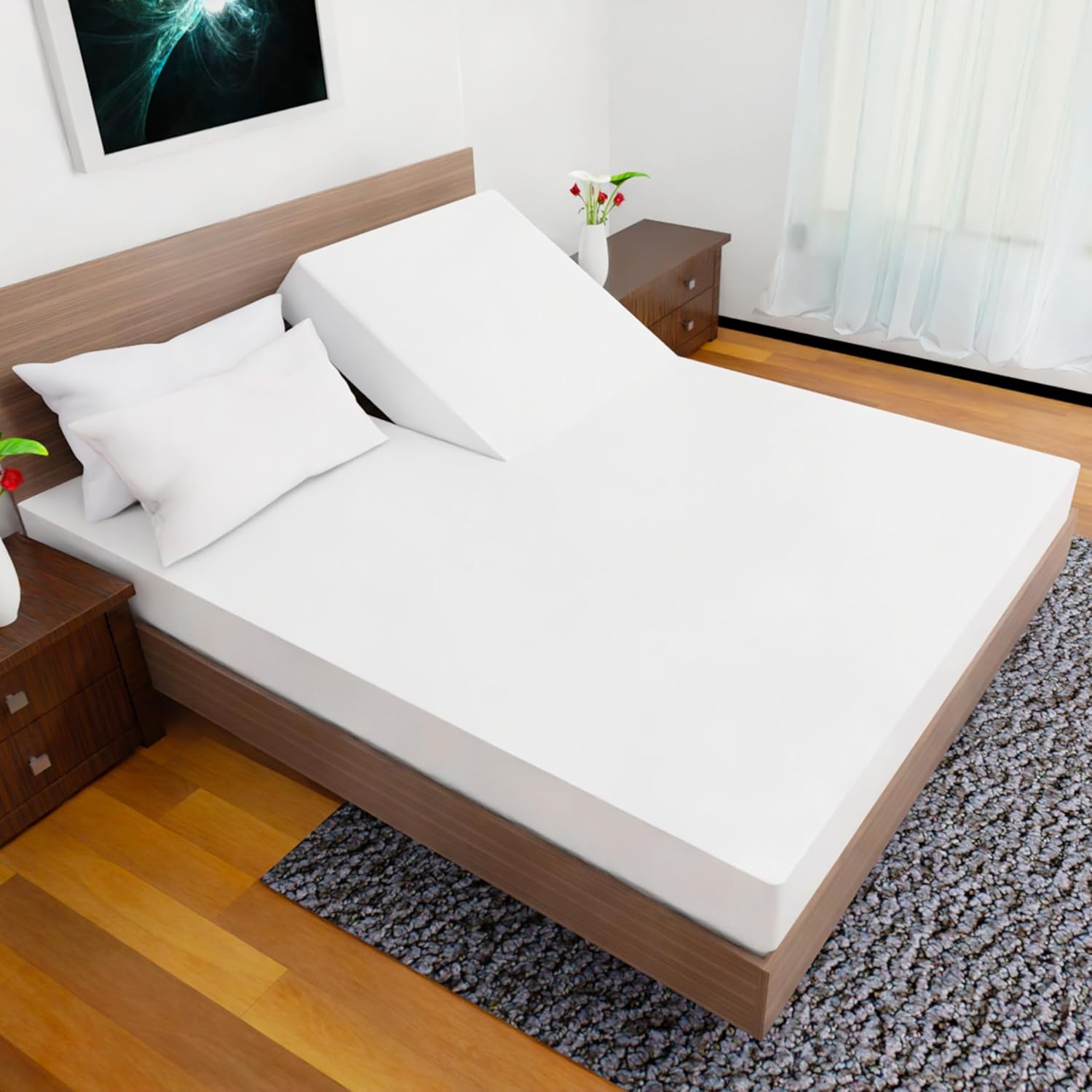 Split Top Queen Sheets Set for Adjustable Bed - 4Pcs White