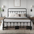 Queen Size Metal Platform Bed Frame with Victorian Iron-Art