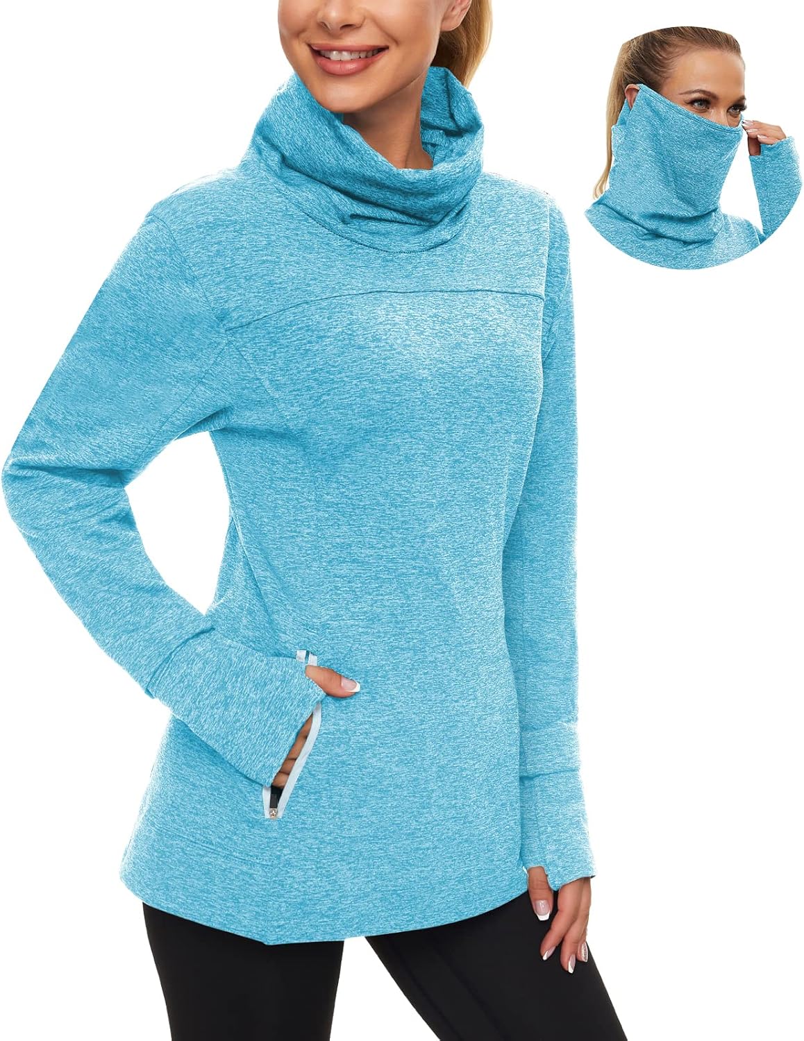 Soneven Women's Running Fleece Sweatshirts with Thumb Holes