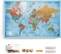 Canvas World Map Cork Pin Board 150x100 cm - English Lettering