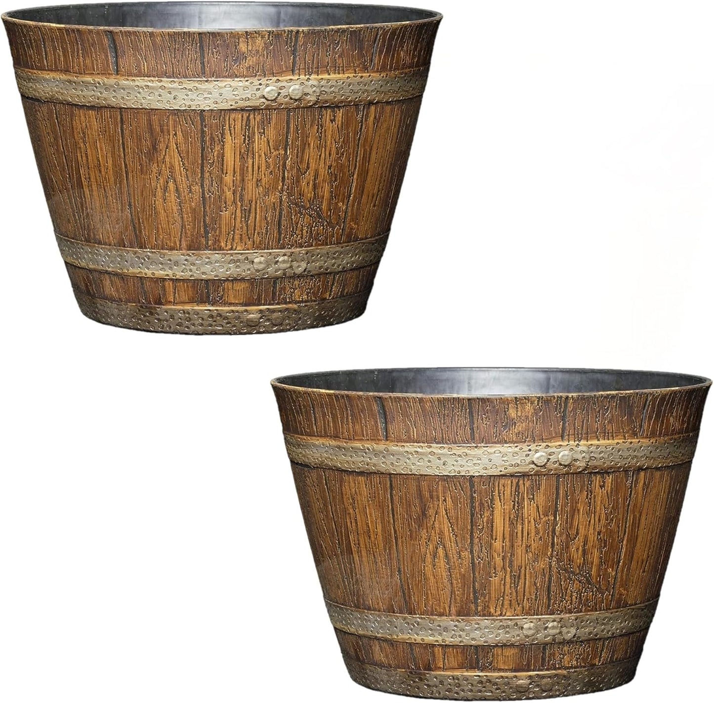 Classic Home Outdoor Round Whiskey Resin Flower Pot Planter