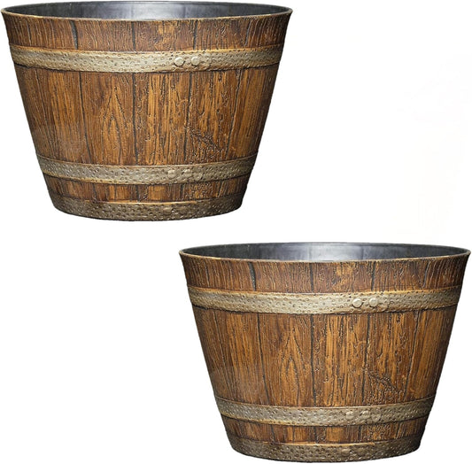 Classic Home Outdoor Round Whiskey Resin Flower Pot Planter