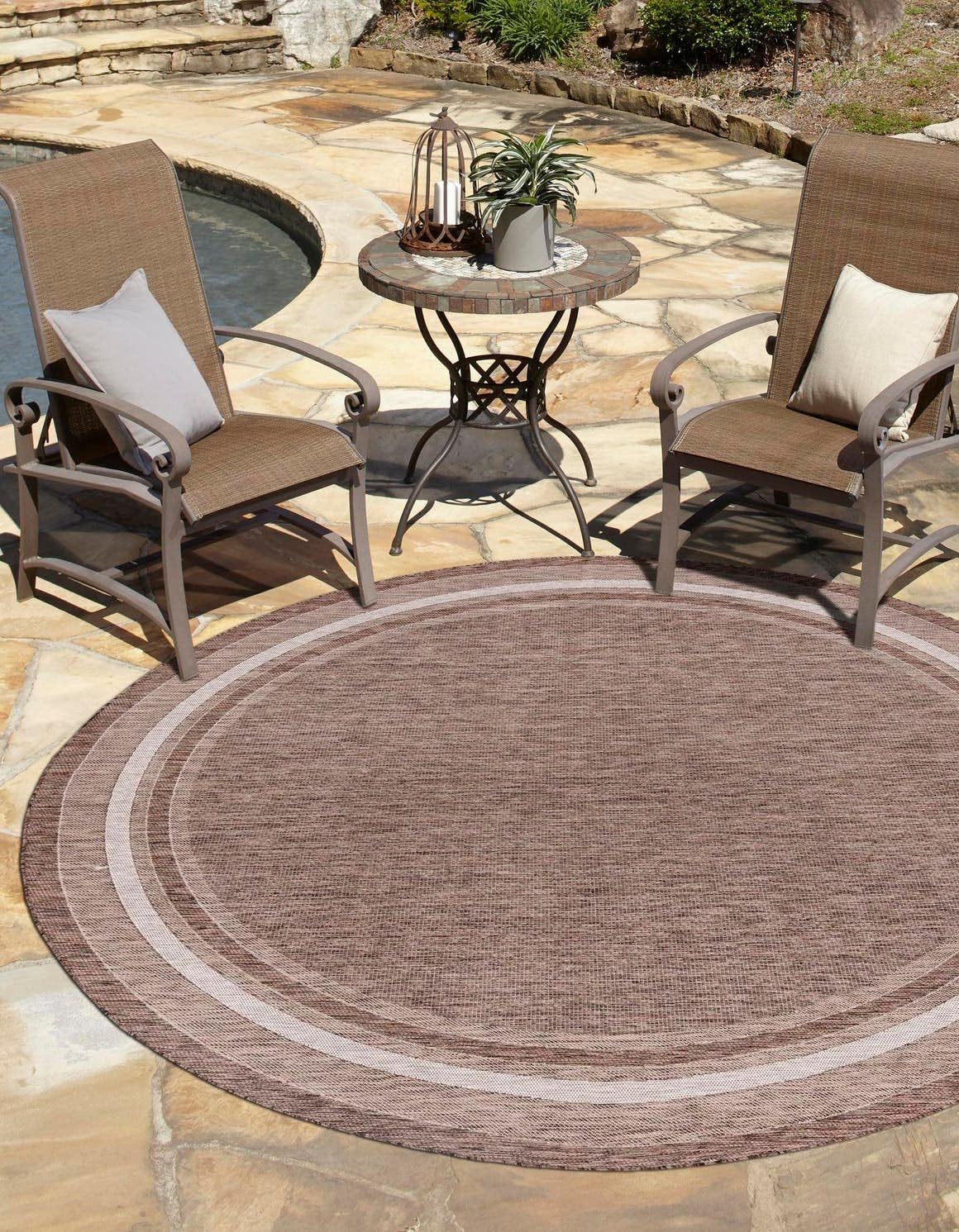 Unique Loom Outdoor Border Collection Area Rug - 13ft Round Style