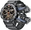 Military Smart Watch with Earbuds for Men - Bluetooth Calling