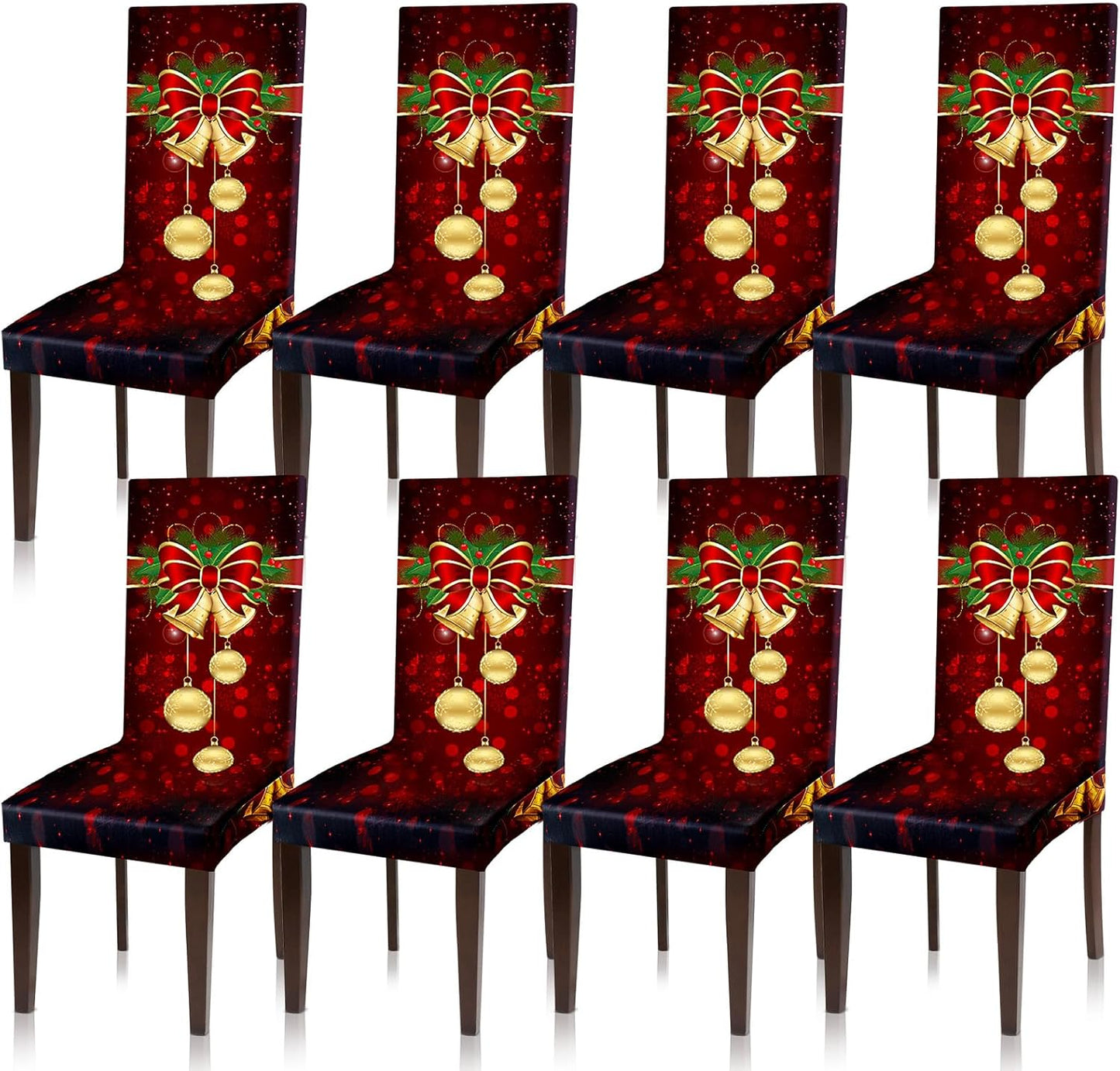 Moukeren 8 Pcs Red Christmas Chair Covers Set for Holiday Decor